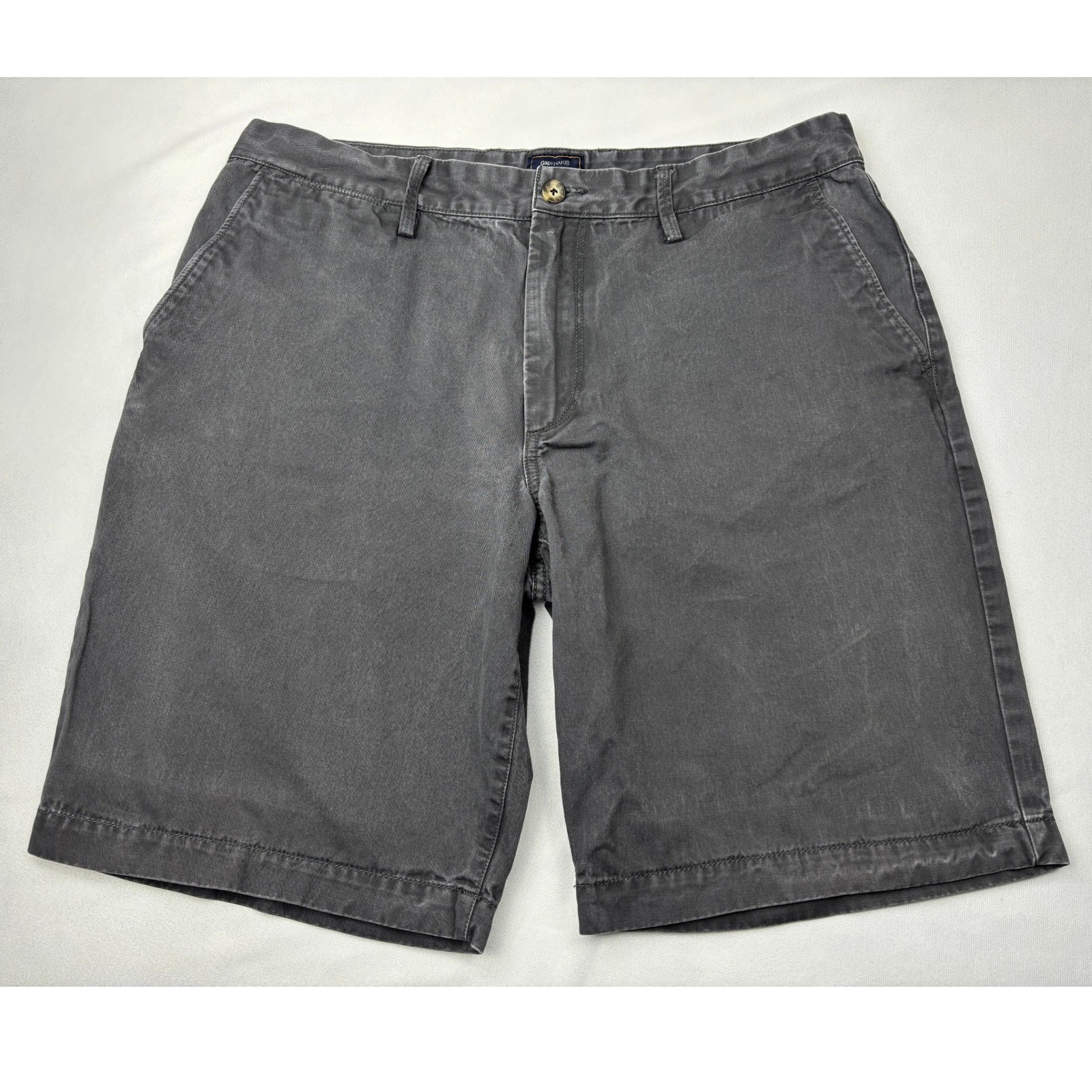 Gap Lived In Short Mens 36 Charcoal Gray Chino Cotton Flat Front Casual Shorts